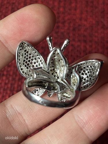 Массивное кольцо бабочка с множеством фианитов серебро 925 (фото #10)