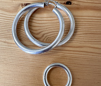 Шикарный комплект серьги кольца + объемное кольцо серебро