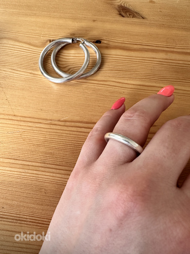 Шикарный комплект серьги кольца + объемное кольцо серебро (фото #4)
