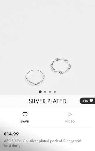 (NEW) ASOS silver plated 2 rings, size M/L (foto #1)