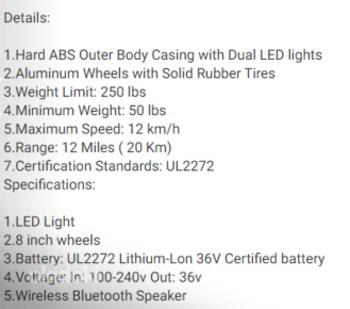 Bluetooth LED Light Lamborghini Hoverboard (фото #4)