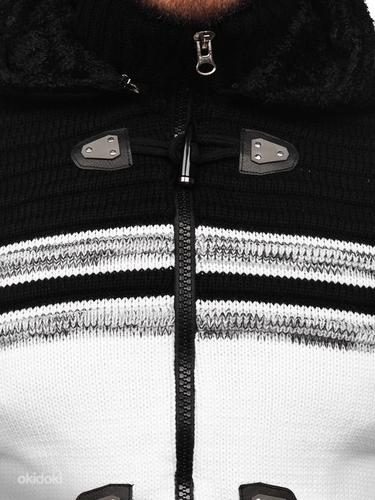 !СКИДКА! Черно-белый свитер с молнией и капюшоном (фото #3)