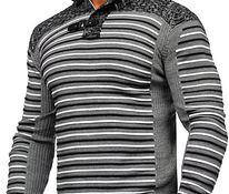 Серый полосатый мужской свитер