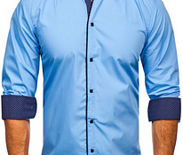 !СКИДКА! Синяя элегантная рубашка с длинными рукавами