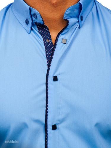 !СКИДКА! Синяя элегантная рубашка с длинными рукавами (фото #3)