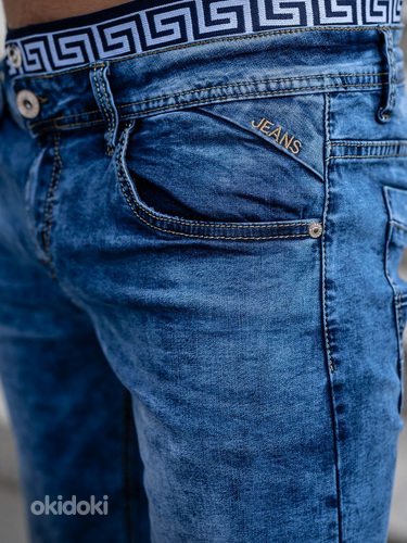 Мужские синие джинсовые шорты (фото #2)