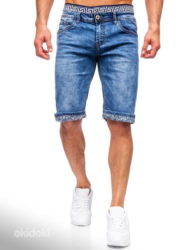 Мужские синие джинсовые шорты (фото #4)