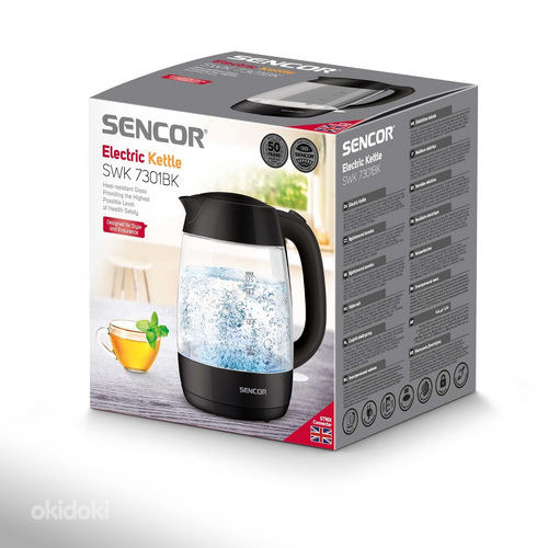 Новый, электрический чайник SencorSWK 7301BK (1.7 Л, стекло)