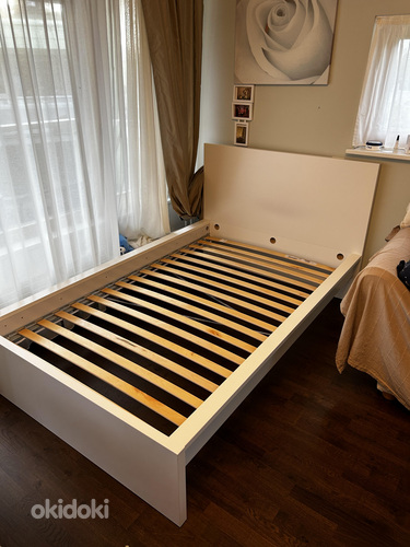 MALM voodiraam, kõrge, 120x200 cm, valge+ÅSVANG vahtmadrats (foto #1)
