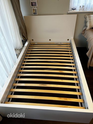 Каркас кровати МАЛМ, высокий, 120х200 см, белый+пенопластовый матрас ОСВАНГ (фото #4)