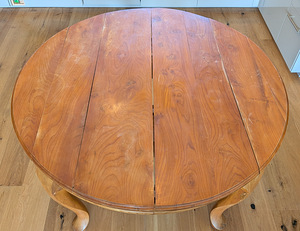 Täispuidust ümmargune (130-340cm) pikendatav söögilaud (2 foto / 6)