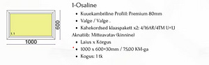 Kinnine aken 1000x600mm UUS (2 foto / 2)