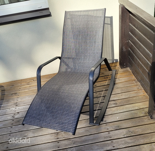 Терраса садовое кресло-качалка шезлонг темно-серый (фото #1)