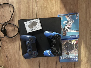 Ps4 slim ssd128+ 2 mängu, 2 joysticki, hdd 500 (1 foto / 1)