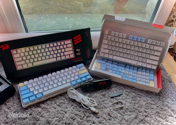Redragon k530W klaviatuur + HK Gaming keycaps/klahvid (foto #1)