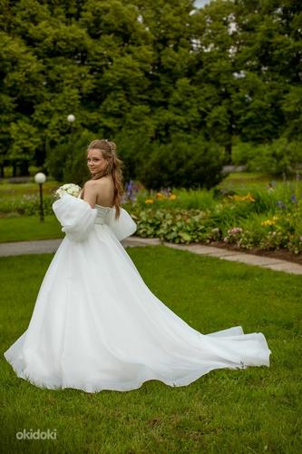 Свадебное платье с кринолином ( 3 кольца) + украшения (фото #1)