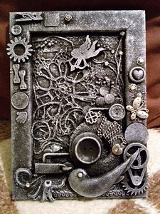 Kompositsioon steampunk stiilis. "Ingel". Mõõdud 18,5x13,5 (7 foto / 9)